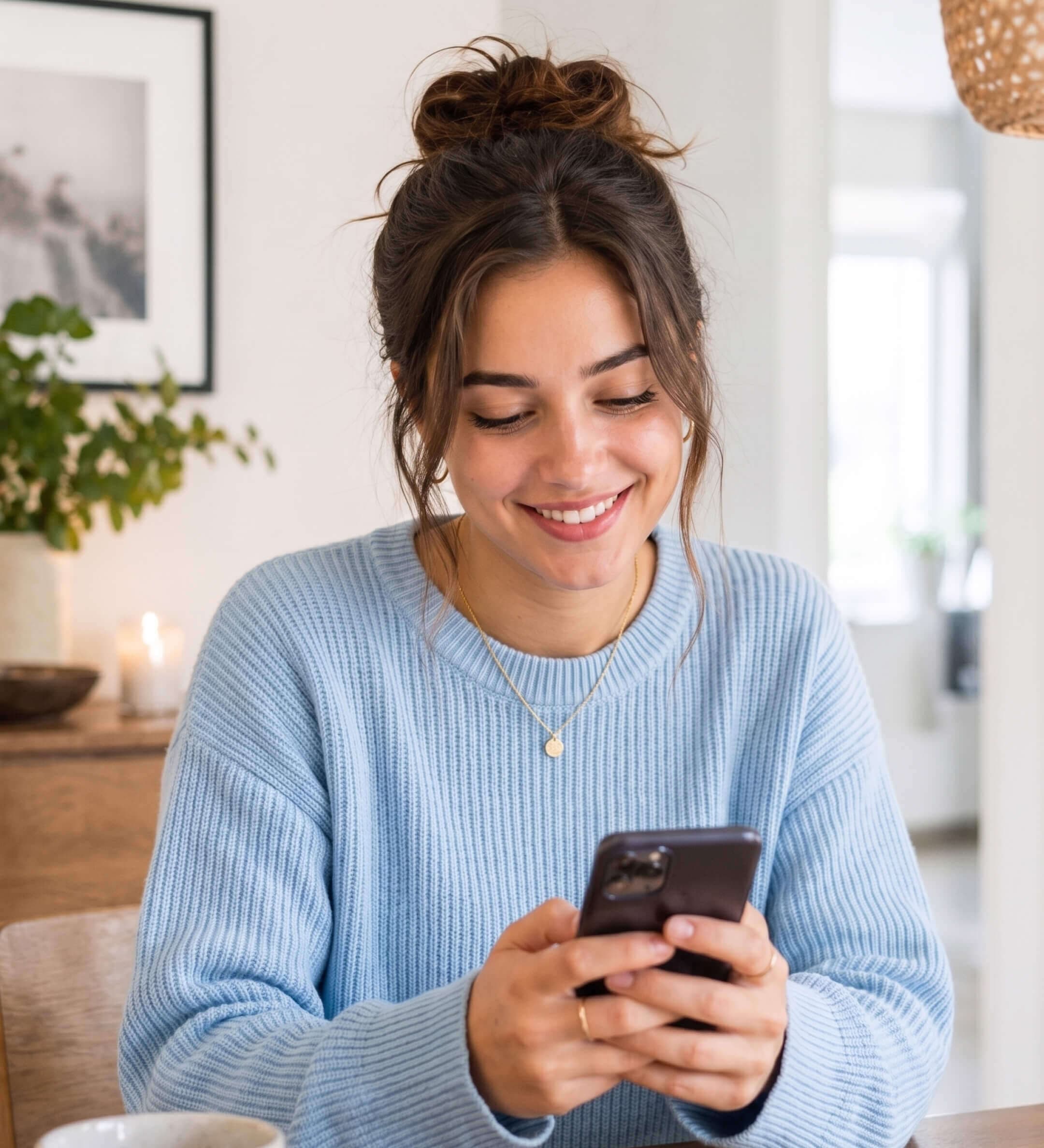 A woman is using the Linggo app to learn Mandarin