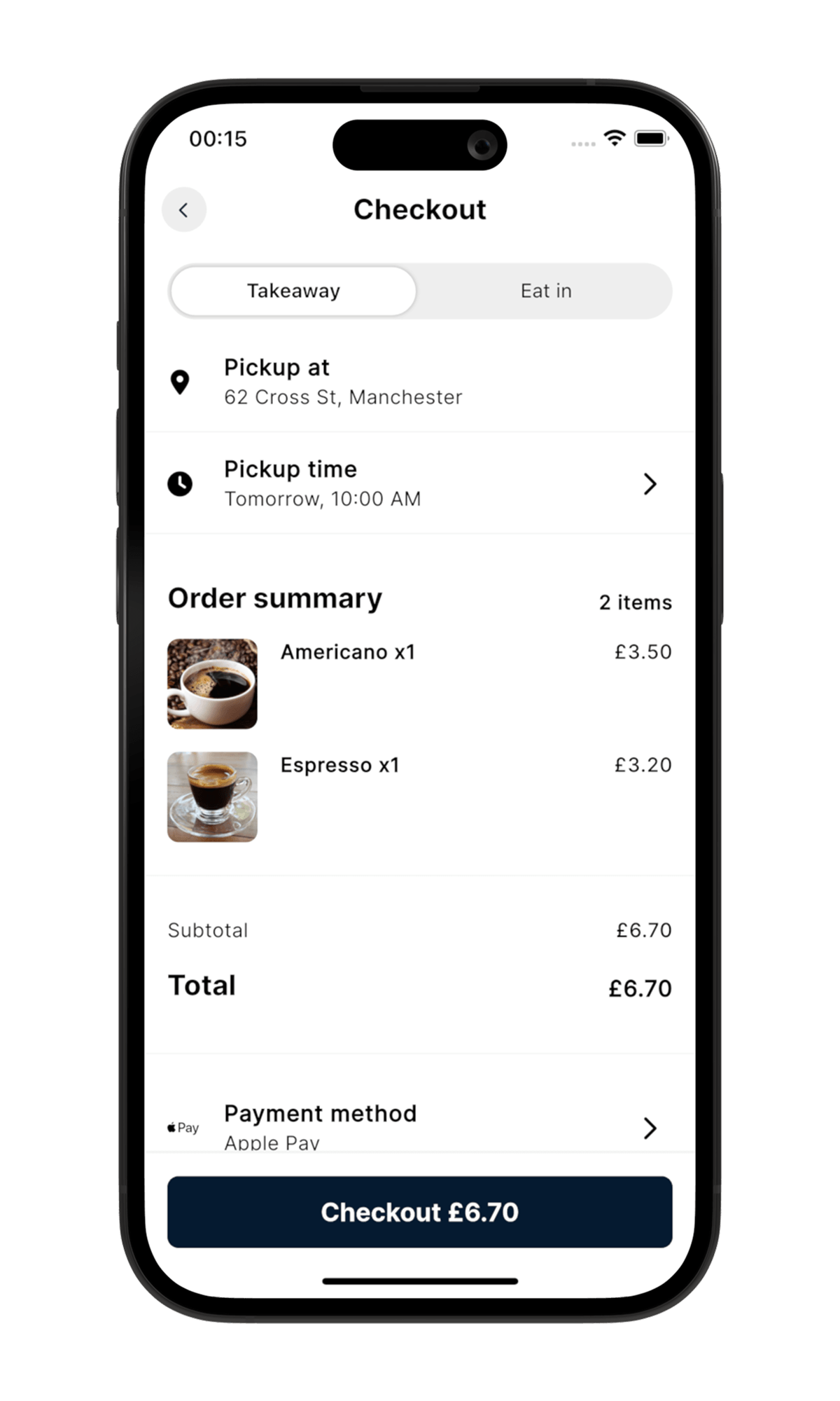 Sizzle checkout screen